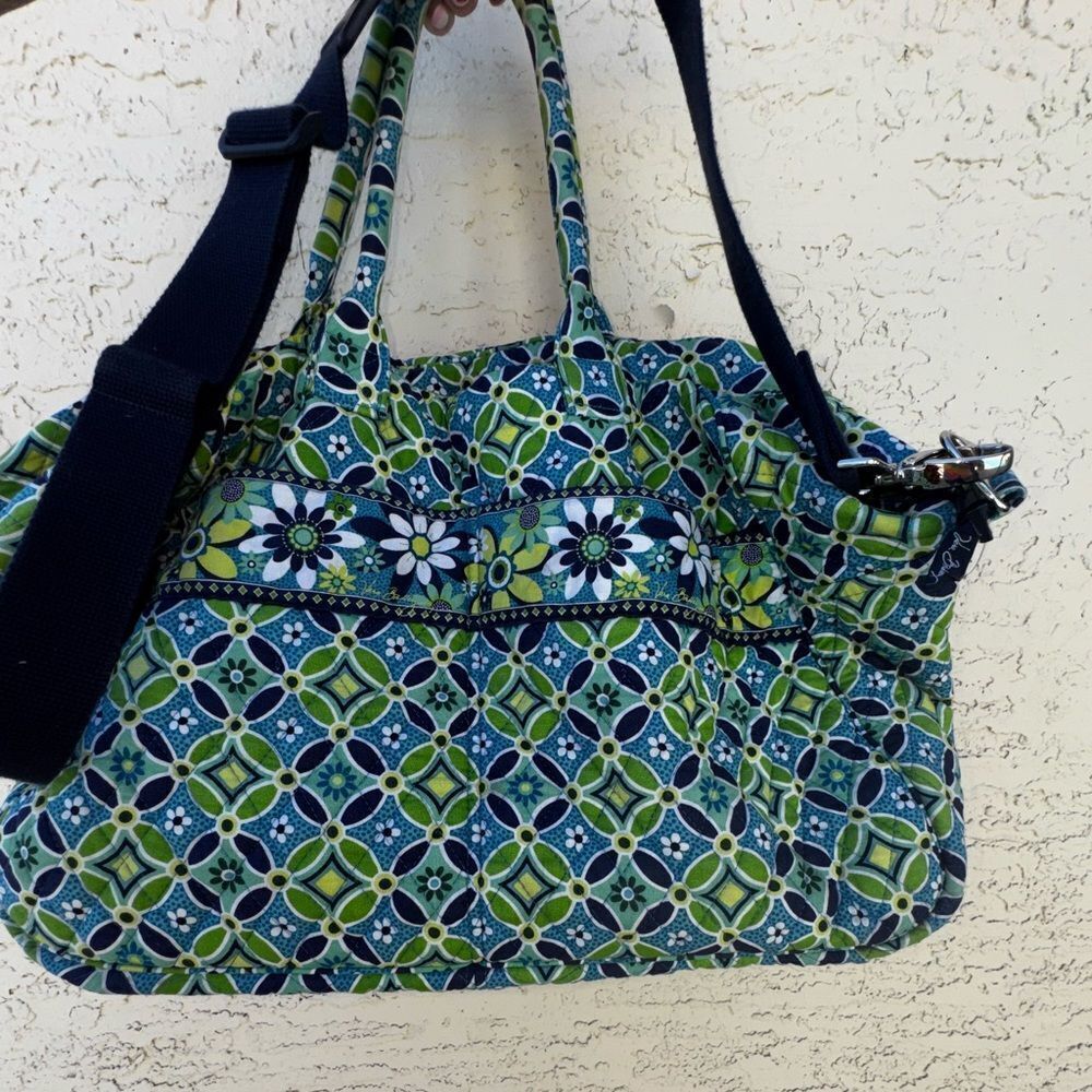Vera Bradley Weekender Bag Floral Patterned Blue & Green with adjustable…
